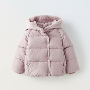 Kids Pink Puffer Jacket Zara 2-3 T and HM hat